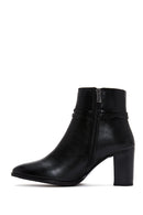 Women's Black Buckle Thick Heeled Classic Boots | Derimod Women's Black Buckle Thick Heeled Classic Boots | Derimod