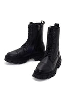 Women's Black Zippered Leather Boots | Derimod Women's Black Zippered Leather Boots | Derimod