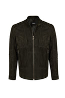 Lorenzo Male Gray Stand Collar Suede Leather Jacket | Derimod Lorenzo Male Gray Stand Collar Suede Leather Jacket | Derimod