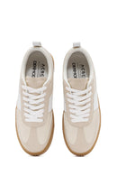 ACBC x Derimod Women's Beige Lace-Up Suede Sneakers | Derimod ACBC x Derimod Women's Beige Lace-Up Suede Sneakers | Derimod