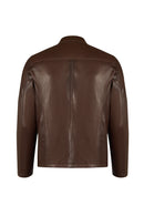 Insignia Male Brown Leather Jacket | Derimod Insignia Male Brown Leather Jacket | Derimod