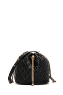 Women's Black Long Strap Quilted Crossbody Bag | Derimod Women's Black Long Strap Quilted Crossbody Bag | Derimod