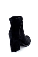 Women's Suede Zipper Detailed Heeled Boots | Derimod Women's Suede Zipper Detailed Heeled Boots | Derimod