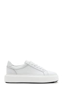 Men's White Lace-up Thick-Sole Leather Sneaker | Derimod Men's White Lace-up Thick-Sole Leather Sneaker | Derimod