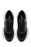 Kadın Siyah Kalın Tabanlı Fermuarlı Deri Sneaker | Derimod Kadın Siyah Kalın Tabanlı Fermuarlı Deri Sneaker | Derimod