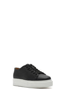 Men's Black Lace-up Thick-Sole Leather Sneaker | Derimod Men's Black Lace-up Thick-Sole Leather Sneaker | Derimod