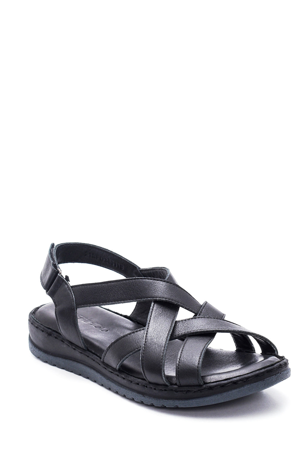 Kadın Siyah Deri Comfort Sandalet