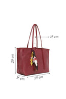 Woman Burgundy Accessory-Detail Printed Shoulder Bag | Derimod Woman Burgundy Accessory-Detail Printed Shoulder Bag | Derimod