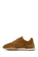 Woman Camel Lace-up Suede Leather Sneaker | Derimod Woman Camel Lace-up Suede Leather Sneaker | Derimod