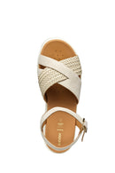 Geox Women Beige D Xand 2.2SA - Suede Ankle Buckle Wedge Heel Leather Sandals | Derimod Geox Women Beige D Xand 2.2SA - Suede Ankle Buckle Wedge Heel Leather Sandals | Derimod