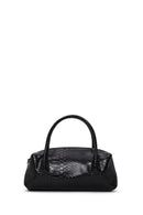 Woman Black Long Strap Snake Print Shoulder Bag | Derimod Woman Black Long Strap Snake Print Shoulder Bag | Derimod