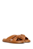 Women's Tan Leather Comfort Slippers | Derimod Women's Tan Leather Comfort Slippers | Derimod