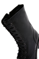 Women's Black Leather Zippered Heeled Boots | Derimod Women's Black Leather Zippered Heeled Boots | Derimod