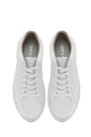 Women's White Lace-Up Leather Sneaker | Derimod Women's White Lace-Up Leather Sneaker | Derimod