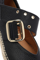 Women's Black Buckled Leather Espadrilles | Derimod Women's Black Buckled Leather Espadrilles | Derimod