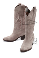 Women's Mink Suede Leather Heeled Cowboy Boots | Derimod Women's Mink Suede Leather Heeled Cowboy Boots | Derimod