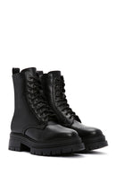 Women's Black Zippered Leather Boots | Derimod Women's Black Zippered Leather Boots | Derimod