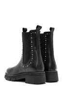 Women's Black Stone Detailed Leather Chelsea Boots | Derimod Women's Black Stone Detailed Leather Chelsea Boots | Derimod