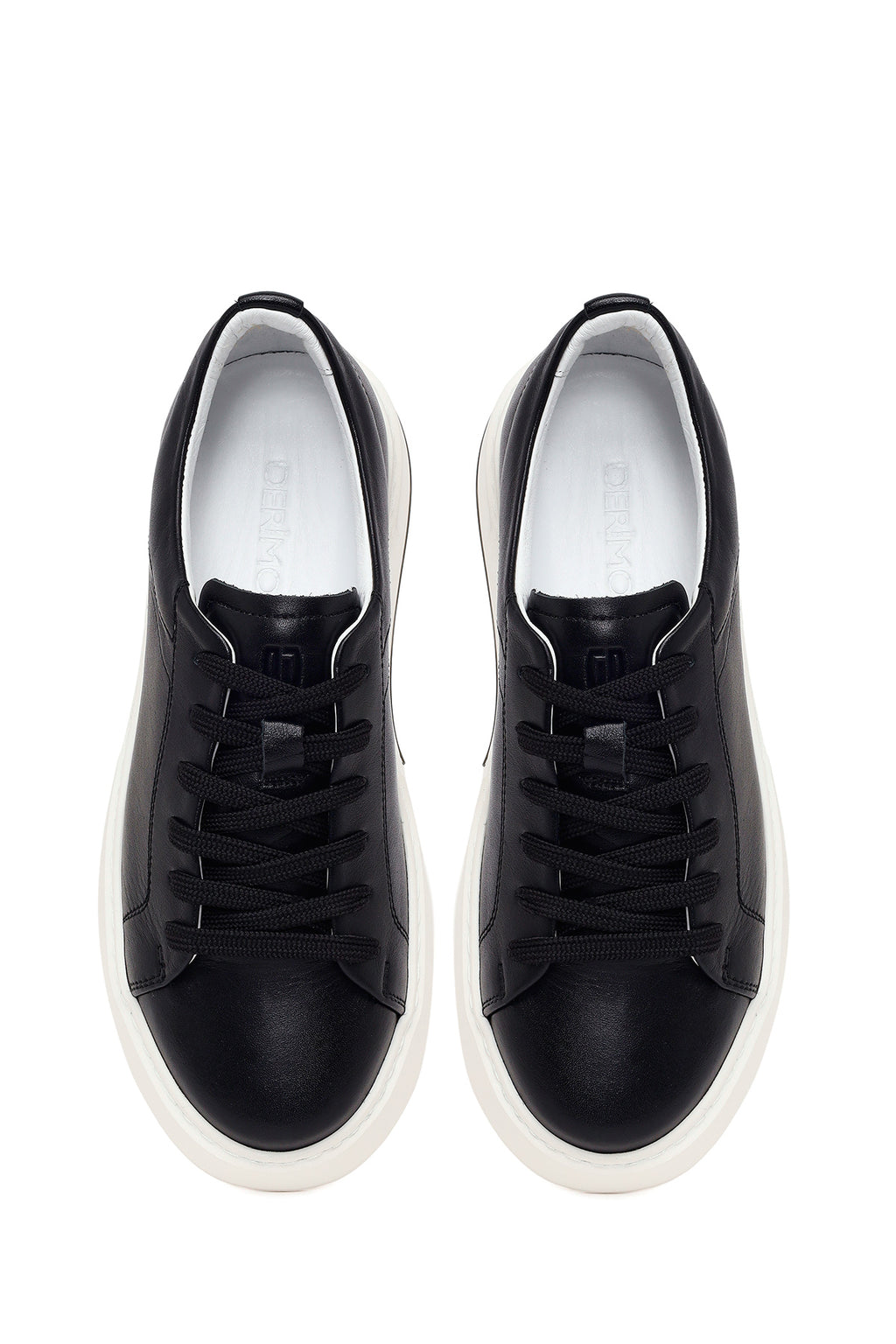 Erkek Siyah Bağcıklı Deri Sneaker