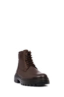 Men's Brown Zippered Thick-Soled Leather Boots | Derimod Men's Brown Zippered Thick-Soled Leather Boots | Derimod