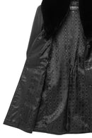 Christina Women's Black Fur Long Leather Coat | Derimod Christina Women's Black Fur Long Leather Coat | Derimod