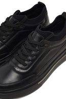Erkek Siyah Bağcıklı Kalın Tabanlı Deri Sneaker | Derimod Erkek Siyah Bağcıklı Kalın Tabanlı Deri Sneaker | Derimod