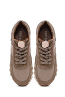 Kadın Vizon Bağcıklı Deri Sneaker | Derimod Kadın Vizon Bağcıklı Deri Sneaker | Derimod
