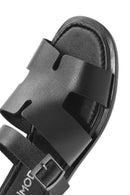 Women's Black Buckle Leather Slippers | Derimod Women's Black Buckle Leather Slippers | Derimod