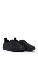 Woman Black Patterned Leather Comfort Shoes | Derimod Woman Black Patterned Leather Comfort Shoes | Derimod