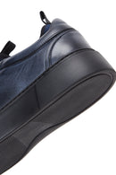 Men's Navy Blue Leather Sneaker | Derimod Men's Navy Blue Leather Sneaker | Derimod