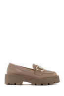 Women's Beige Suede Buckle Masculine Loafer | Derimod Women's Beige Suede Buckle Masculine Loafer | Derimod