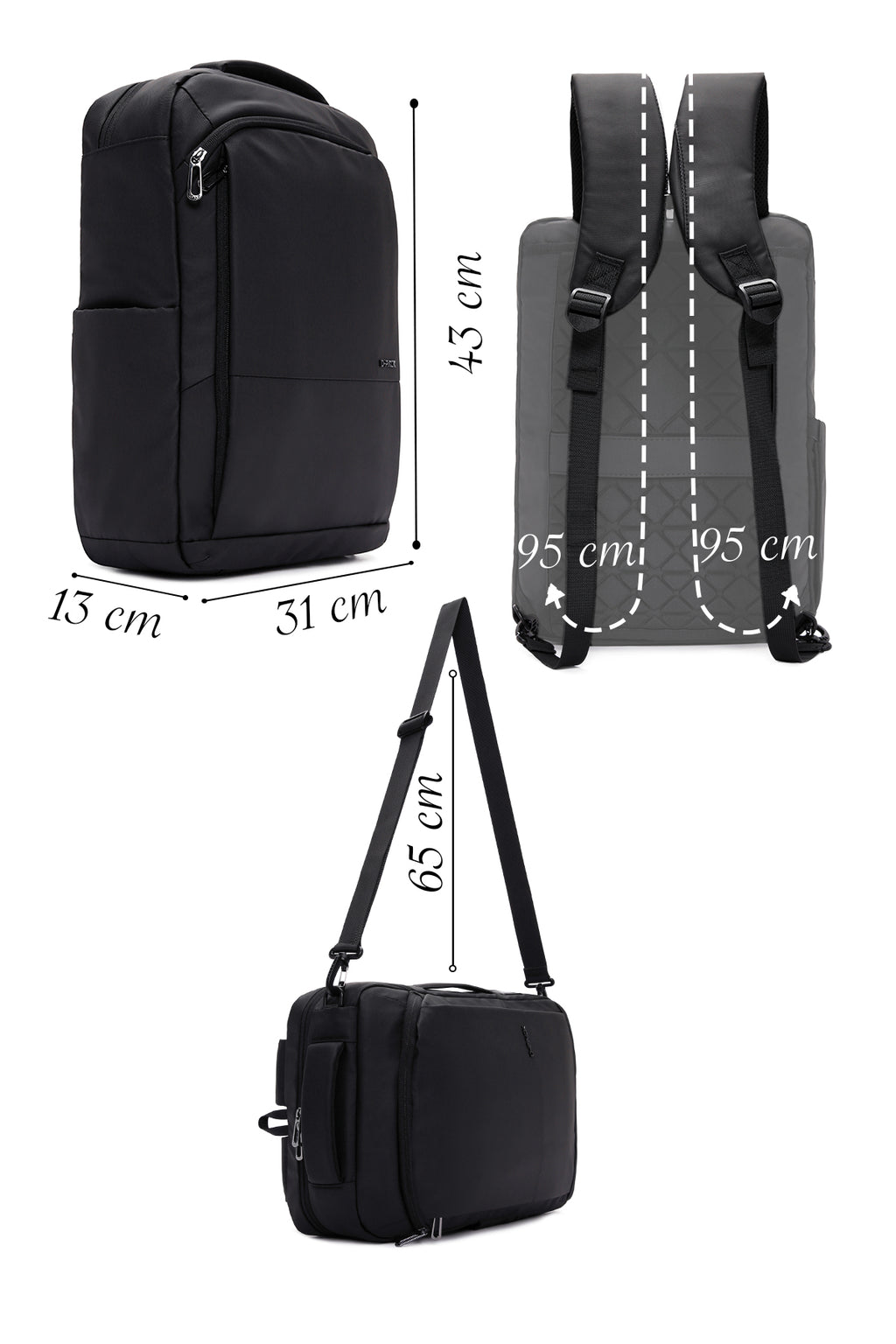 D-Pack Unisex Siyah Teknolojik Kumaş Sırt Çantası