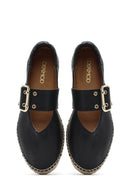 Women's Black Buckled Leather Espadrilles | Derimod Women's Black Buckled Leather Espadrilles | Derimod