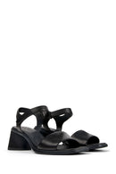 Camper Women's Black Kiara Thick Heeled Leather Sandals | Derimod Camper Women's Black Kiara Thick Heeled Leather Sandals | Derimod