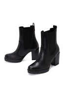 Women's Black Leather Heeled Chelsea Boots | Derimod Women's Black Leather Heeled Chelsea Boots | Derimod