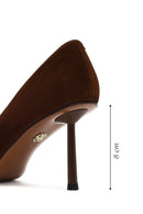 Women's Brown Thin Heeled Suede Leather Stiletto | Derimod Women's Brown Thin Heeled Suede Leather Stiletto | Derimod