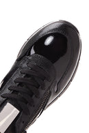 Kadın Siyah Bağcıklı Fermuar Detaylı Deri Sneaker | Derimod Kadın Siyah Bağcıklı Fermuar Detaylı Deri Sneaker | Derimod
