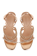 Women's Rose Gold Stone High Heel Sandals | Derimod Women's Rose Gold Stone High Heel Sandals | Derimod