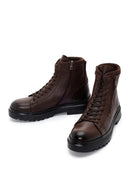 Men's Brown Leather Zippered Casual Boots | Derimod Men's Brown Leather Zippered Casual Boots | Derimod