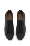 Men's Black Lace-up Thick-Sole Leather Sneaker | Derimod Men's Black Lace-up Thick-Sole Leather Sneaker | Derimod