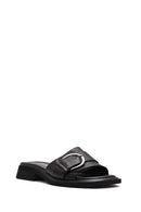 Women's Black Buckle Leather Slippers | Derimod Women's Black Buckle Leather Slippers | Derimod