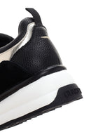 Alberto Guardiani Women's Black Gold Louise Thick Sole Leather Sneaker | Derimod Alberto Guardiani Women's Black Gold Louise Thick Sole Leather Sneaker | Derimod