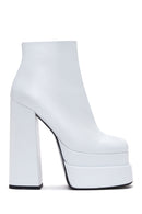 Women's White Leather Platform High Heel Boots | Derimod Women's White Leather Platform High Heel Boots | Derimod