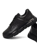 Men's Black Lace-Up Thick-Soled Leather Sneaker | Derimod Men's Black Lace-Up Thick-Soled Leather Sneaker | Derimod