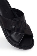 Woman Black Wedge Comfort Slipper | Derimod Woman Black Wedge Comfort Slipper | Derimod