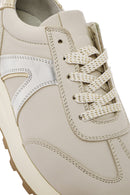 Women's Beige Lace-up Leather Sneaker | Derimod Women's Beige Lace-up Leather Sneaker | Derimod