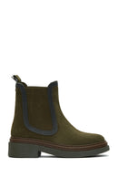 Women's Khaki Suede Leather Chelsea Boots | Derimod Women's Khaki Suede Leather Chelsea Boots | Derimod