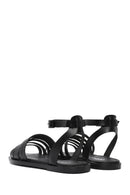 Women's Black Ankle Strap Leather Bodrum Sandals | Derimod Women's Black Ankle Strap Leather Bodrum Sandals | Derimod