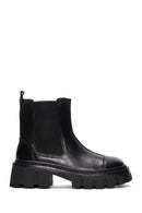 Women's Black Thick Soled Leather Chelsea Boots | Derimod Women's Black Thick Soled Leather Chelsea Boots | Derimod