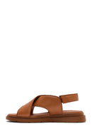 Women's Tan Elastic Leather Sandals | Derimod Women's Tan Elastic Leather Sandals | Derimod